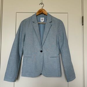 Gap Light Sky Blue Linen Summer Blazer Womens Size 0